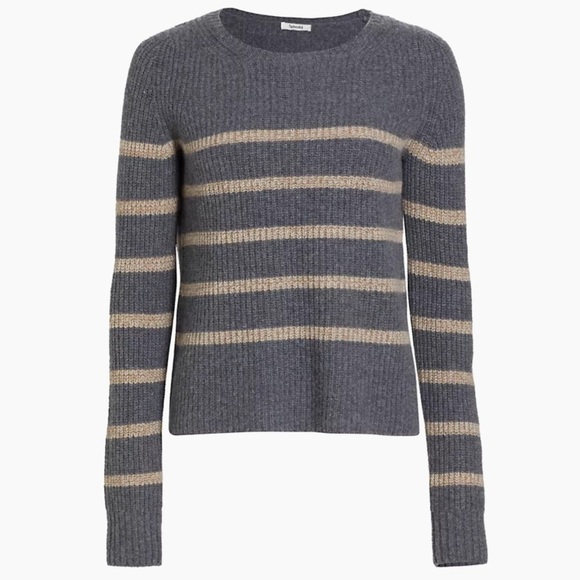 Splendid Gisela cashmere heathered charcoal stripe ribbed hems crew neck small - Picture 6 of 16